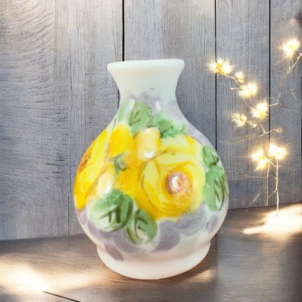 Antique Hand Painted Porcelain Bud Vase Miniature Vase Artist‎ Signed Flower VTG